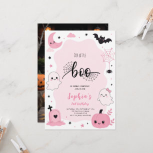 Invitación Fiesta de cumpleaños de Halloween fantasma Kawaii