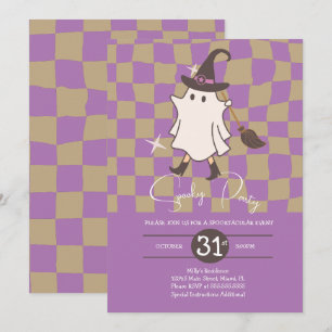 Invitación Fiesta de cumpleaños de Halloween fantasma retro e