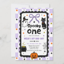 Fiesta de cumpleaños de Halloween Gingham Spooky O