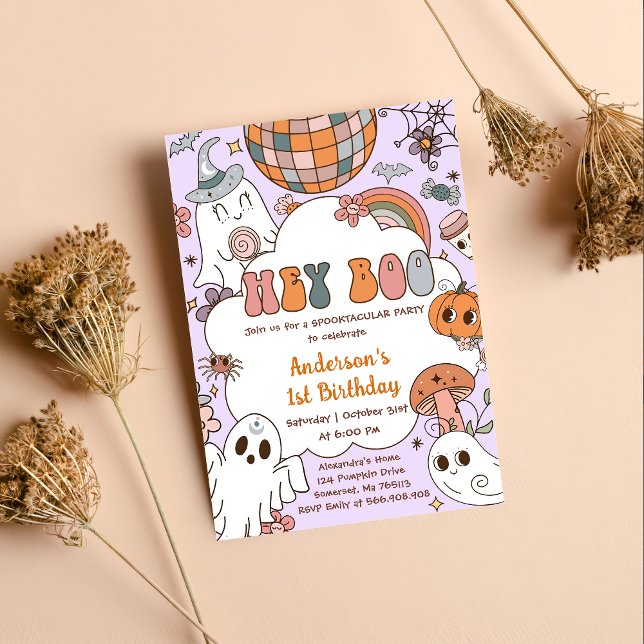 Invitación Fiesta de cumpleaños de Halloween Hey Boo (Subido por el creador)