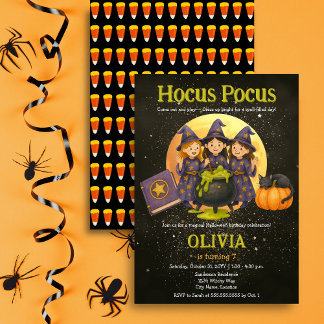 Invitación Fiesta de cumpleaños de Halloween Hocus Pocus