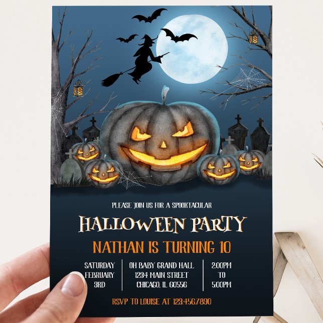 Invitación Fiesta de cumpleaños de Halloween Jack-o-Lantern (Subido por el creador)