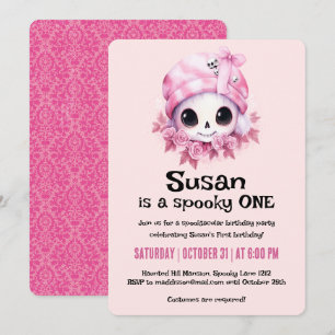 Invitación Fiesta de Cumpleaños de Halloween Kawaii Creepy Cu