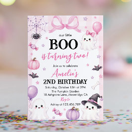 Invitación Fiesta de cumpleaños de Halloween Little Boo Pink