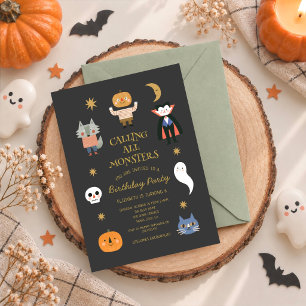 Invitación Fiesta de Cumpleaños de Halloween Llamando a Todos