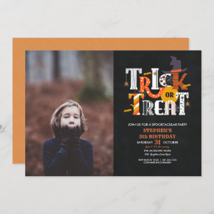 Invitación Fiesta de cumpleaños de Halloween o trato para niñ