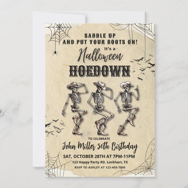 Invitación Fiesta de cumpleaños de Halloween, Occidente (Anverso)