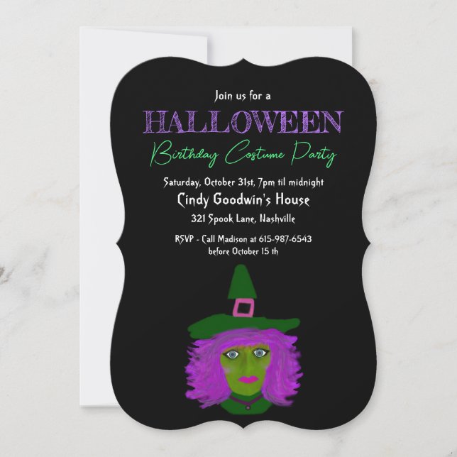 Invitación Fiesta de cumpleaños de Halloween para adultos (Anverso)