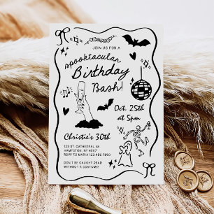 Invitación Fiesta de cumpleaños de Halloween para adultos dib