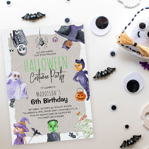 Invitación Fiesta de cumpleaños de Halloween para niños con d