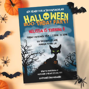 Invitación Fiesta de Cumpleaños de Halloween para Niños Gato
