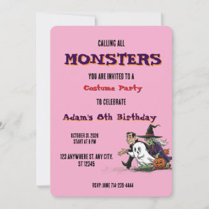 Invitación Fiesta de cumpleaños de Halloween para niños Hallo