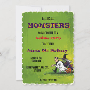 Invitación Fiesta de cumpleaños de Halloween para niños Hallo