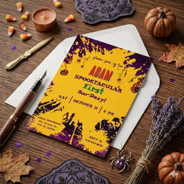 Invitación Fiesta de cumpleaños de Halloween para niños Hallo
