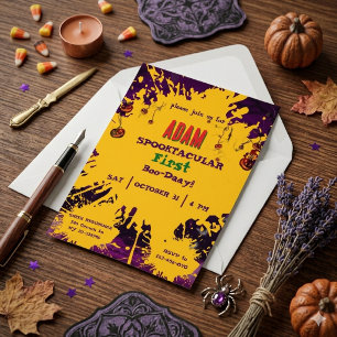 Invitación Fiesta de cumpleaños de Halloween para niños Hallo