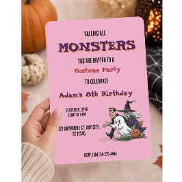 Invitación Fiesta de cumpleaños de Halloween para niños Hallo