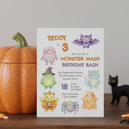 Invitación Fiesta de Cumpleaños de Halloween para Niños Mash 