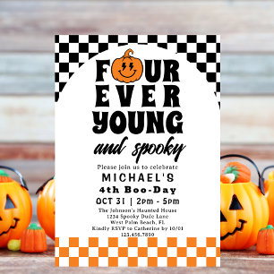 Invitación Fiesta de cumpleaños de Halloween retro Four Ever