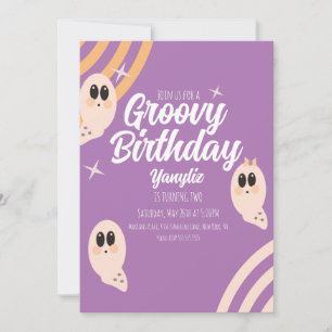 Invitación Fiesta de Cumpleaños de Halloween Retro Groovy