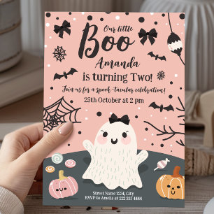 Invitación Fiesta de cumpleaños de Halloween rosa con gafas b