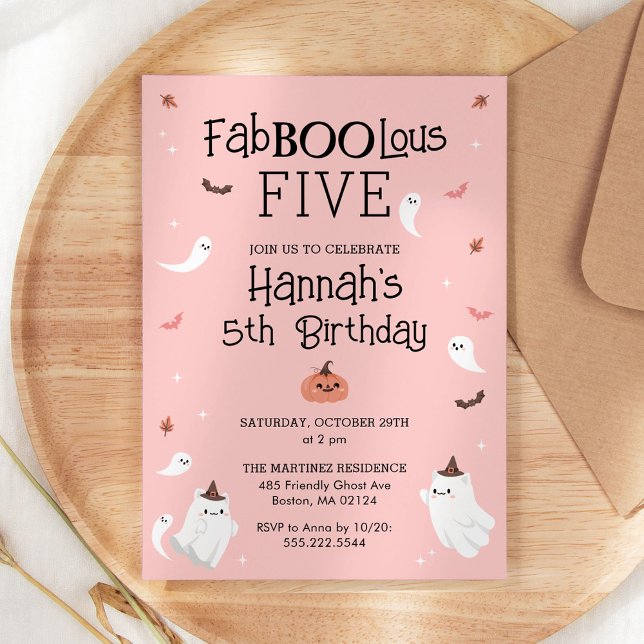 Invitación Fiesta de cumpleaños de Halloween rosa y negro (Subido por el creador)