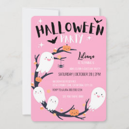 Invitación Fiesta de cumpleaños de Halloween Rosado