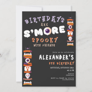 Invitación Fiesta de cumpleaños de Halloween S. Mores
