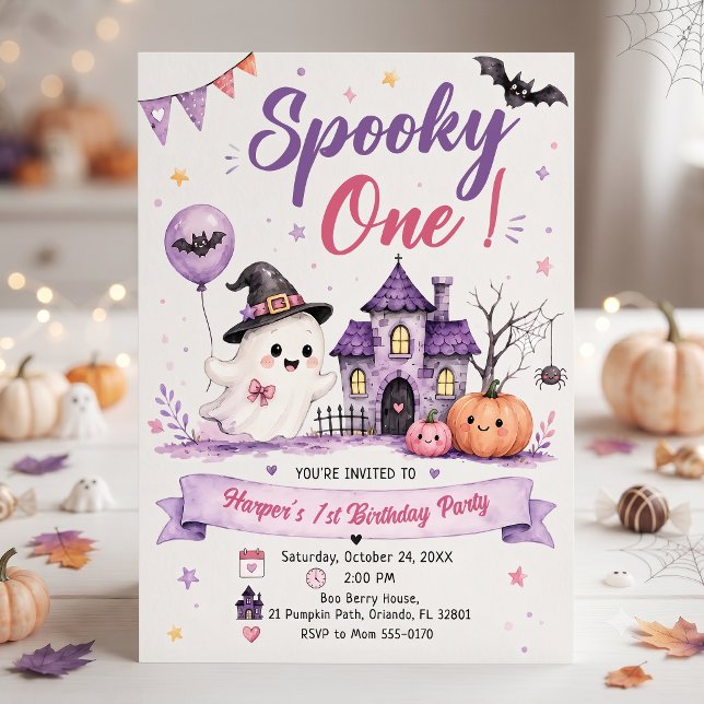 Invitación Fiesta de cumpleaños de Halloween Spooky One (Subido por el creador)