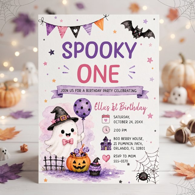 Invitación Fiesta de cumpleaños de Halloween Spooky One (Subido por el creador)