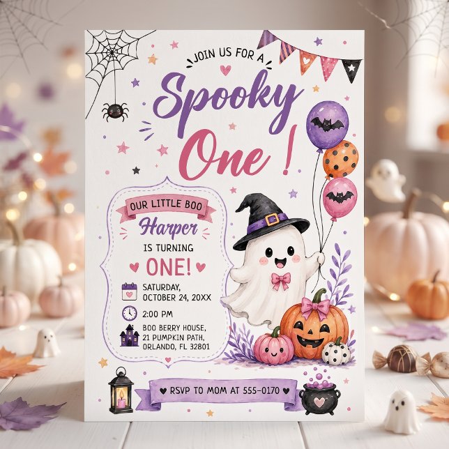 Invitación Fiesta de cumpleaños de Halloween Spooky One (Subido por el creador)