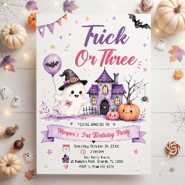 Invitación Fiesta de cumpleaños de Halloween Trick or Three