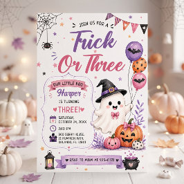 Invitación Fiesta de cumpleaños de Halloween Trick or Three