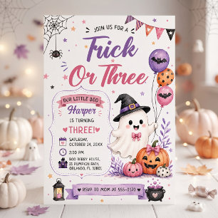 Invitación Fiesta de cumpleaños de Halloween Trick or Three