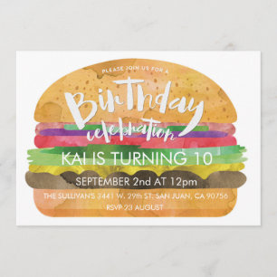 Invitación Fiesta de Cumpleaños de Hamburguesa