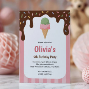 Invitación Fiesta de Cumpleaños de Helado de Chicas Lindas