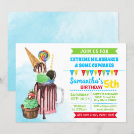 Invitación Fiesta de cumpleaños de helados de batidos extremo