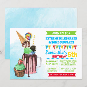 Invitación Fiesta de cumpleaños de helados de batidos extremo