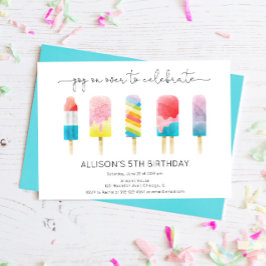 Invitación Fiesta de cumpleaños de helados de paleta de veran