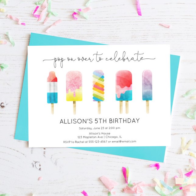 Invitación Fiesta de cumpleaños de helados de paleta de veran (Subido por el creador)