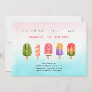 Invitación Fiesta de cumpleaños de helados de paleta de veran