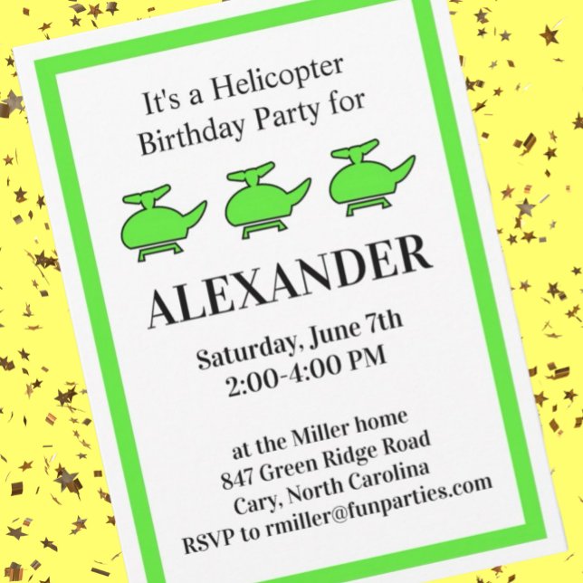 Invitación Fiesta de cumpleaños de Helicopter (Subido por el creador)