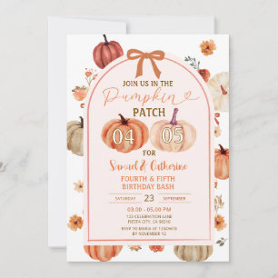 Invitación Fiesta de cumpleaños de hermanos en Pumpkin Patch 