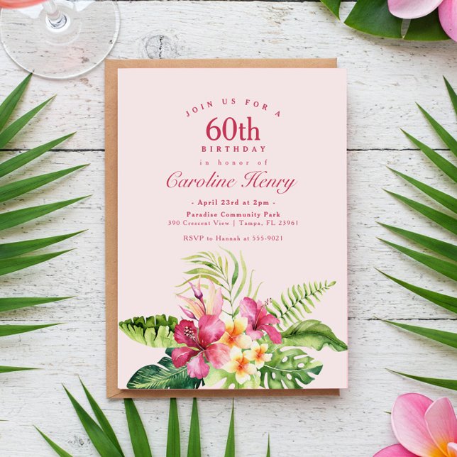Invitación Fiesta de cumpleaños de Hibiscus Tropical Floral R (Subido por el creador)