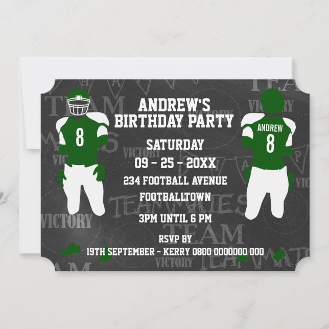 Invitación Fiesta de cumpleaños de hierro en la red de fútbol (Anverso)