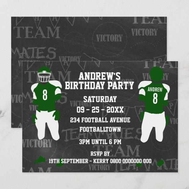 Invitación Fiesta de cumpleaños de hierro en la red de fútbol (Anverso / Reverso)