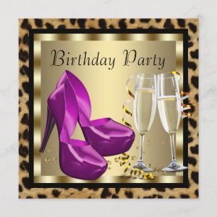 Invitación Fiesta de cumpleaños de High Heel Shoes Leopard
