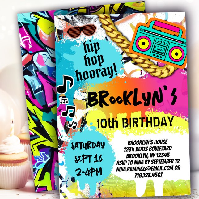 Invitación Fiesta de cumpleaños de Hip Hop Retro (Subido por el creador)