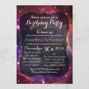 Invitación Fiesta de cumpleaños de Hipster galaxy en el espac