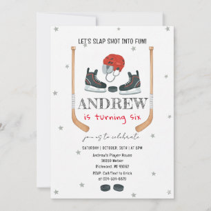 Invitación Fiesta de Cumpleaños de Hockey con Acuarela Person