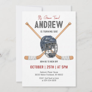 Invitación Fiesta de Cumpleaños de Hockey con Acuarela Person